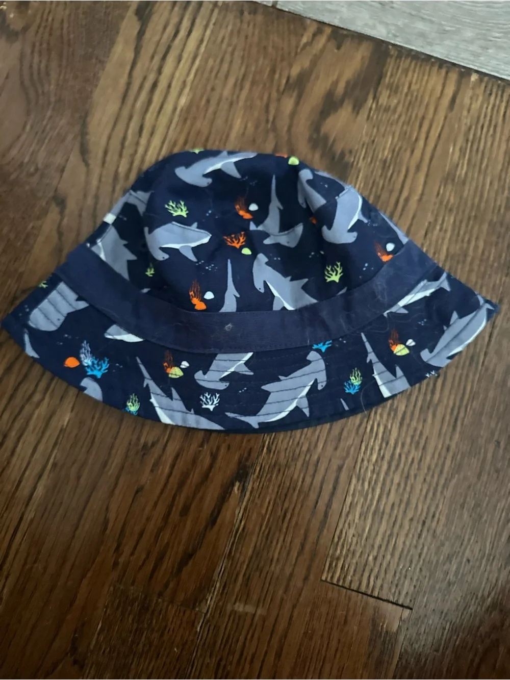 The Children's Place Navy Shark Print Bucket Hat with Bright Accents